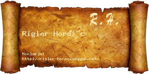 Rigler Horác névjegykártya